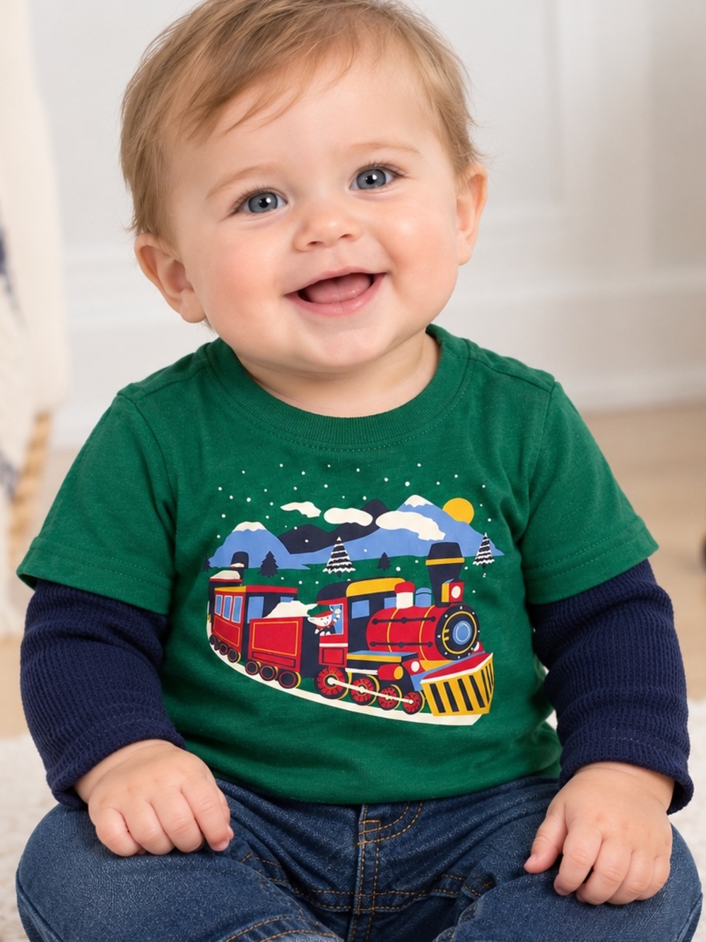 The Children's Place Christmas Long Sleeve Layered T-shirt, size 9-12 months